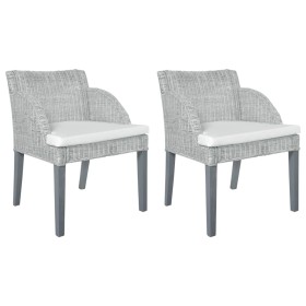 Dining chairs with cushions 2 units gray natural rattan by vidaXL, dining chairs - Ref: Foro24-325488, Price: 165,99 €, Disco...