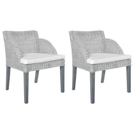 Dining chairs with cushions 2 units gray natural rattan by vidaXL, dining chairs - Ref: Foro24-325488, Price: 164,79 €, Disco...