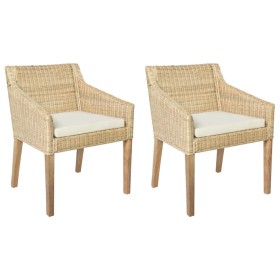 Esszimmerstühle mit Kissen, 2 Einheiten, natürliches Rattan von vidaXL, Essstühle - Ref: Foro24-325493, Preis: 259,39 €, Raba...