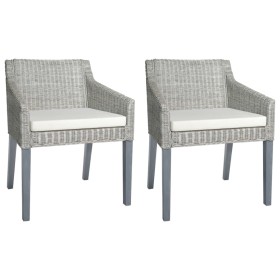 Dining chairs with cushions 2 units gray natural rattan by vidaXL, dining chairs - Ref: Foro24-325494, Price: 181,99 €, Disco...