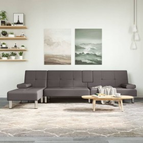 L-förmiges Schlafsofa aus grauem Kunstleder, 255 x 140 x 70 cm von vidaXL, Sofas - Ref: Foro24-3157267, Preis: 398,99 €, Raba...