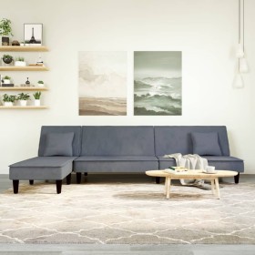 L-förmiges Schlafsofa aus dunkelgrauem Samt, 255 x 140 x 70 cm von vidaXL, Sofas - Ref: Foro24-3157252, Preis: 359,99 €, Raba...