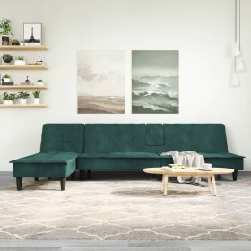 L-shaped sofa bed dark green velvet 255x140x70 cm by vidaXL, Sofas - Ref: Foro24-3157262, Price: 372,99 €, Discount: %