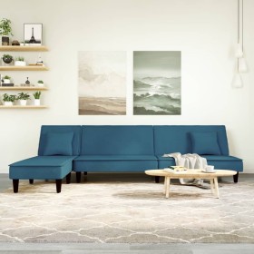 L-förmiges Schlafsofa aus blauem Samt, 255 x 140 x 70 cm von vidaXL, Sofas - Ref: Foro24-3157250, Preis: 344,99 €, Rabatt: %