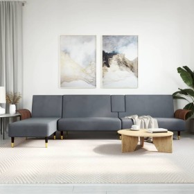 L-förmiges Schlafsofa aus dunkelgrauem Samt, 279 x 140 x 70 cm von vidaXL, Sofas - Ref: Foro24-3157216, Preis: 441,99 €, Raba...