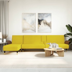 L-shaped sofa bed yellow velvet 279x140x70 cm by vidaXL, Sofas - Ref: Foro24-3157219, Price: 476,99 €, Discount: %