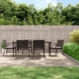 Garden dining set, 7 pieces with synthetic rattan and steel cushions. by vidaXL, Garden sets - Ref: Foro24-3186981, Price: 59...