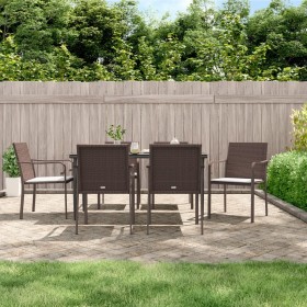 7-teiliges Garten-Essset mit Kissen aus synthetischem Rattan und Stahl von vidaXL, Gartensets - Ref: Foro24-3186946, Preis: 4...