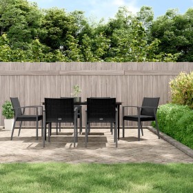 7-teiliges Garten-Essset mit Kissen aus synthetischem Rattan und Stahl von vidaXL, Gartensets - Ref: Foro24-3186980, Preis: 5...