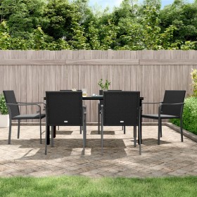 7-teiliges Garten-Essset mit Kissen aus synthetischem Rattan und Stahl von vidaXL, Gartensets - Ref: Foro24-3186964, Preis: 4...