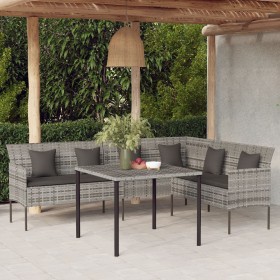 L-förmiges Gartensofa mit grauen synthetischen Rattankissen von vidaXL, Outdoor-Sofas - Ref: Foro24-362337, Preis: 263,99 €, ...