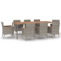 Set comedor jardín 9 pzas y cojines ratán sintético gris de vidaXL, Conjuntos de jardín - Ref: Foro24-3187370, Precio: 727,59...