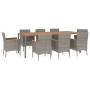 Set comedor jardín 9 pzas y cojines ratán sintético gris de vidaXL, Conjuntos de jardín - Ref: Foro24-3187370, Precio: 727,59...