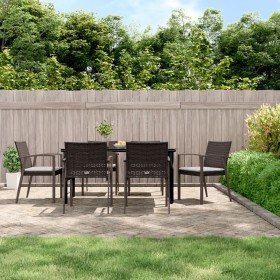 7-teiliges Garten-Essset mit Kissen aus synthetischem Rattan und Stahl von vidaXL, Gartensets - Ref: Foro24-3186994, Preis: 5...