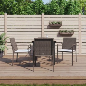 5-teiliges Garten-Essset mit Kissen aus synthetischem Rattan und Stahl von vidaXL, Gartensets - Ref: Foro24-3186954, Preis: 2...