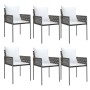 Garden dining set, 7 pieces with synthetic rattan and steel cushions. by vidaXL, Garden sets - Ref: Foro24-3187054, Price: 54...