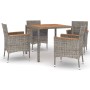 Set comedor de jardín 5 piezas con cojines ratán sintético gris de vidaXL, Conjuntos de jardín - Ref: Foro24-3187365, Precio:...