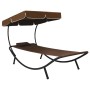 Outdoor lounger with canopy and brown pillow by vidaXL, Loungers - Ref: Foro24-48078, Price: 87,07 €, Discount: %