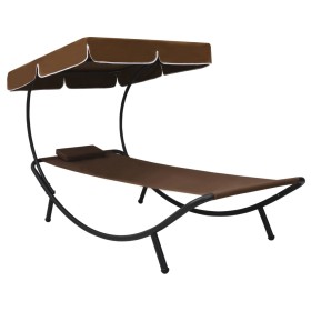 Outdoor lounger with canopy and brown pillow by vidaXL, Loungers - Ref: Foro24-48078, Price: 87,99 €, Discount: %