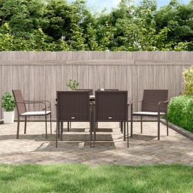 7-teiliges Garten-Essset mit Kissen aus synthetischem Rattan und Stahl von vidaXL, Gartensets - Ref: Foro24-3186942, Preis: 3...