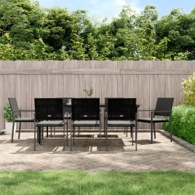 Garden dining set, 9 pieces with synthetic rattan and steel cushions. by vidaXL, Garden sets - Ref: Foro24-3187014, Price: 54...