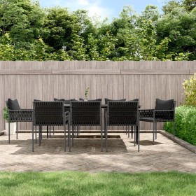 9-teiliges Garten-Essset mit Kissen aus synthetischem Rattan und Stahl von vidaXL, Gartensets - Ref: Foro24-3187064, Preis: 7...