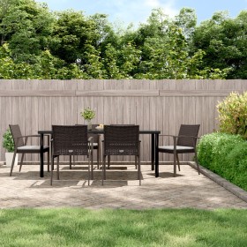 Garden dining set, 7 pieces with synthetic rattan and steel cushions. by vidaXL, Garden sets - Ref: Foro24-3186997, Price: 59...