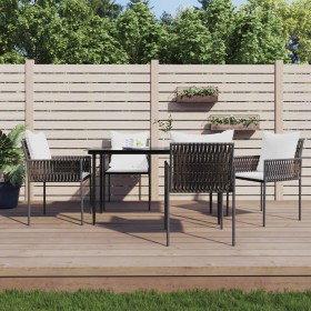 5-teiliges Garten-Essset mit Kissen aus synthetischem Rattan und Stahl von vidaXL, Gartensets - Ref: Foro24-3187053, Preis: 4...