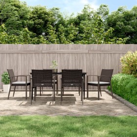 7-teiliges Garten-Essset mit Kissen aus synthetischem Rattan und Stahl von vidaXL, Gartensets - Ref: Foro24-3186978, Preis: 5...