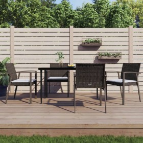 5-teiliges Garten-Essset mit Kissen aus synthetischem Rattan und Stahl von vidaXL, Gartensets - Ref: Foro24-3186973, Preis: 3...