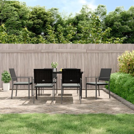 Gartenstühle Kissen 6 Stück synthetisches Rattan schwarz 54x62,5x89 cm von vidaXL, Gartenstühle - Ref: Foro24-3187082, Preis:...