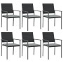 Garden chairs with 6 black synthetic rattan cushions, 54x62.5x89 cm by vidaXL, Garden chairs - Ref: Foro24-3187082, Price: 25...