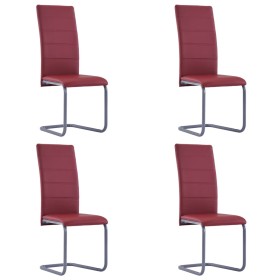 Cantilever dining chairs 4 units synthetic leather red by vidaXL, dining chairs - Ref: Foro24-281688, Price: 231,35 €, Discou...