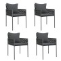 Garden chairs and cushions 4 units synthetic black rattan 54x61x83 cm by vidaXL, Garden chairs - Ref: Foro24-3187089, Price: ...