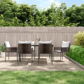 7-teiliges Garten-Essset mit Kissen aus synthetischem Rattan und Stahl von vidaXL, Gartensets - Ref: Foro24-3187058, Preis: 5...