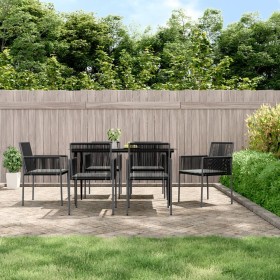 Garden chairs with cushions 6 pcs black PE rattan 54x60.5x83.5cm by vidaXL, Garden chairs - Ref: Foro24-3187092, Price: 302,6...