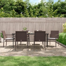 Garden chairs and cushions 6 pcs brown synthetic rattan 56x59x84cm by vidaXL, Garden chairs - Ref: Foro24-3187074, Price: 275...