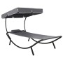 Outdoor lounge chair with canopy and gray pillow by vidaXL, Loungers - Ref: Foro24-48079, Price: 87,07 €, Discount: %