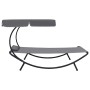 Tumbona de exterior con dosel y almohada gris de vidaXL, Tumbonas - Ref: Foro24-48079, Precio: 87,07 €, Descuento: %