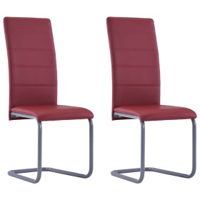 Cantilever dining chairs 2 units red synthetic leather by vidaXL, dining chairs - Ref: Foro24-281687, Price: 136,40 €, Discou...