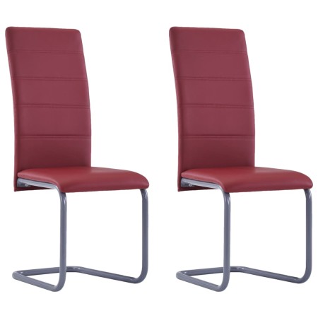 Cantilever dining chairs 2 units red synthetic leather by vidaXL, dining chairs - Ref: Foro24-281687, Price: 137,72 €, Discou...