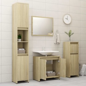 4-piece engineered wood bathroom furniture set in Sonoma oak. by vidaXL, Bathroom furniture - Ref: Foro24-3056892, Price: 201...