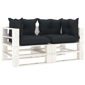 2-seater wooden garden pallet sofa with anthracite cushions by vidaXL, Outdoor sofas - Ref: Foro24-3052376, Price: 235,99 €, ...