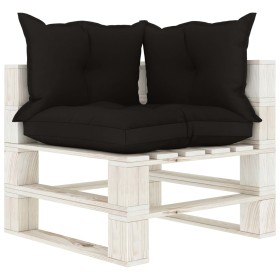 Corner sofa made of wooden garden pallets and black cushions by vidaXL, Outdoor sofas - Ref: Foro24-3052349, Price: 109,72 €,...