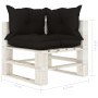 Corner sofa made of wooden garden pallets and black cushions by vidaXL, Outdoor sofas - Ref: Foro24-3052349, Price: 109,72 €,...