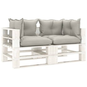 2-seater pallet sofa for wooden garden with taupe cushions by vidaXL, Outdoor sofas - Ref: Foro24-3052400, Price: 249,99 €, D...