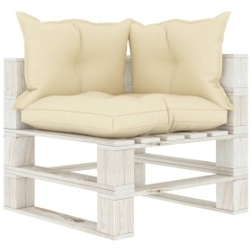 Corner sofa made of wooden garden pallets with cream cushions by vidaXL, Outdoor sofas - Ref: Foro24-3052445, Price: 114,99 €...