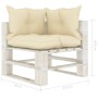 Ecksofa aus Gartenpaletten aus Holz mit cremefarbenen Kissen von vidaXL, Outdoor-Sofas - Ref: Foro24-3052445, Preis: 120,04 €...