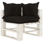 2-Sitzer-Palettensofa für den Garten aus Holz mit schwarzen Kissen von vidaXL, Outdoor-Sofas - Ref: Foro24-3052352, Preis: 21...