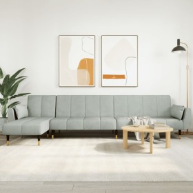 L-shaped sofa bed light gray velvet 275x140x70 cm by vidaXL, Sofas - Ref: Foro24-3157206, Price: 422,99 €, Discount: %